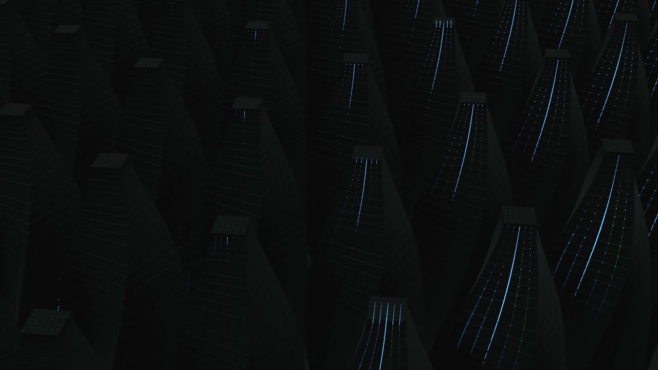 Abstract 3D Geometric Pattern with Blue Lights