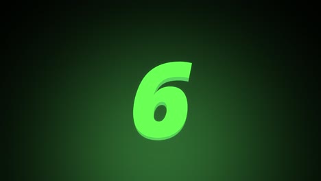 animated 3d counter of green numbers from zero to ten