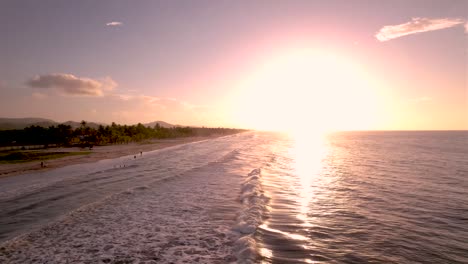 Sunset-from-a-drone-over-a-Caribbean-Sea-beach-of-Venezuela