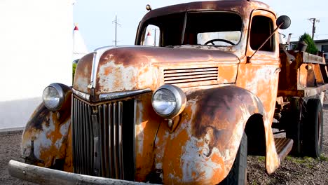 rusted orange 1950's pickup truck