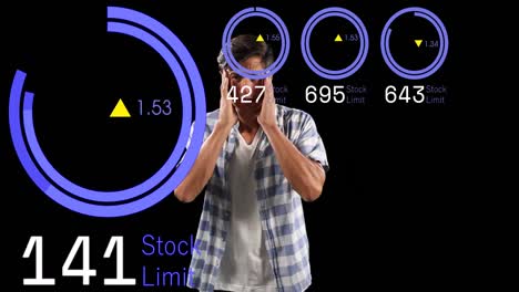 animation of data processing over caucasian man