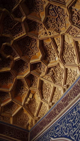 intricate wooden ceiling design of a historical building