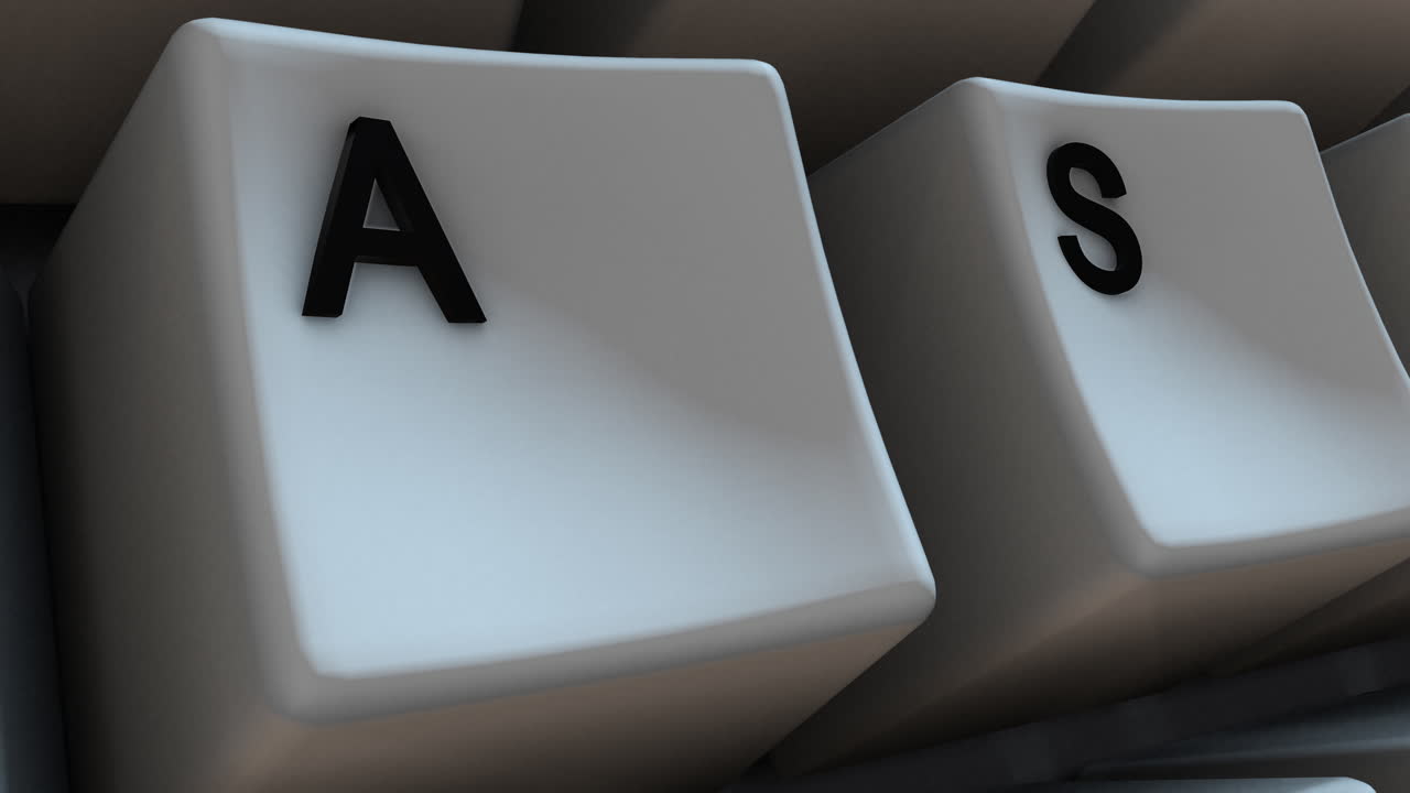 Slow Moving Close-up of A Key on Computer Keyboard. Ideal for business presentations, customer support concepts, online education, and workplace productivity videos. 4K