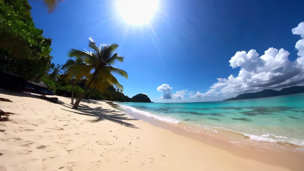 Tropical Beach and Underwater Coral Reef