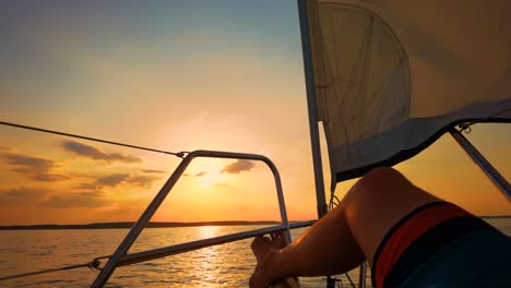 sailing boat in the mediterranean sea during scenic sunset