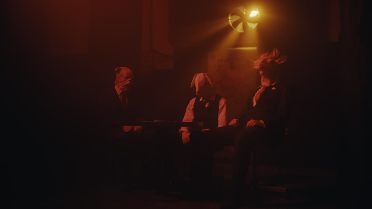 Mysterious figures in animal masks