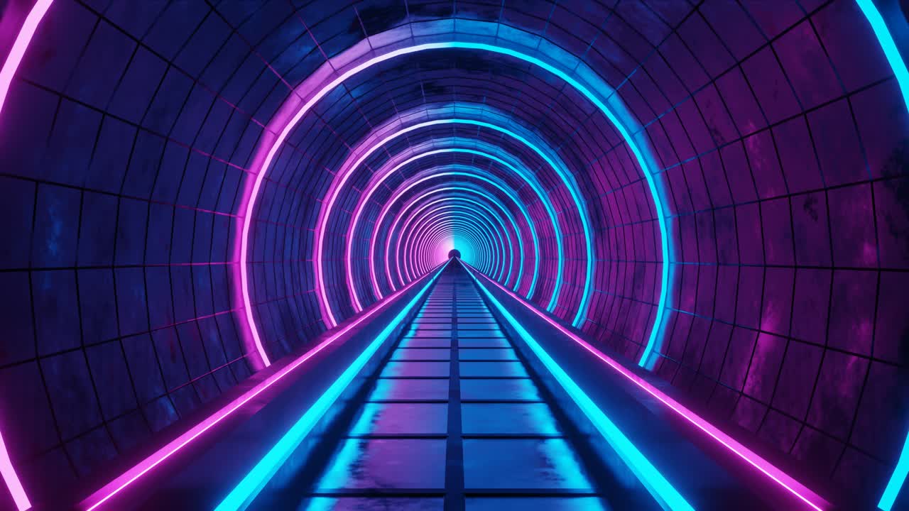 movimiento de bucle de túnel de neón.