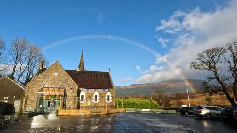 rainbow at the slanj, scotland, uk