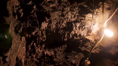 shaky footage of an underground cave