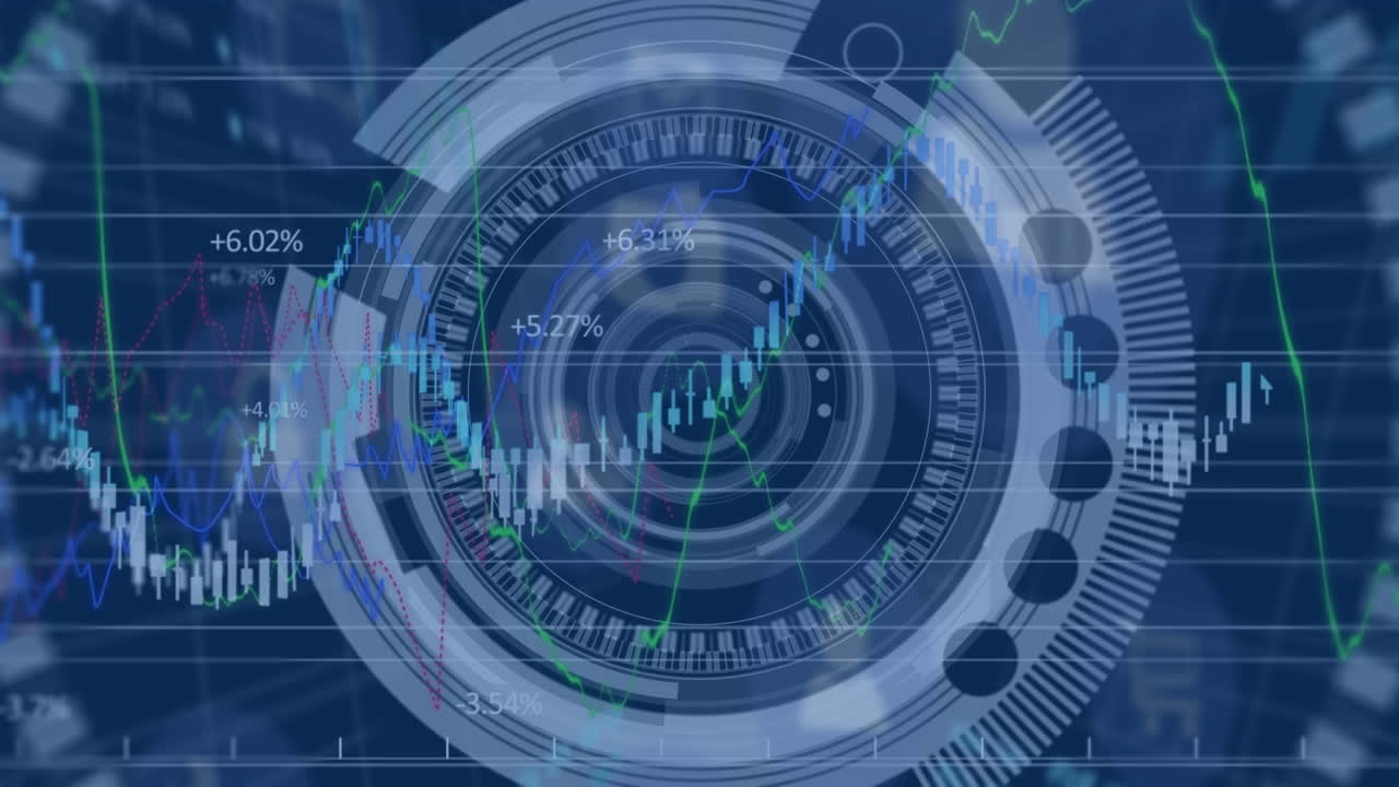 Animation of scope scanning and data processing on screens