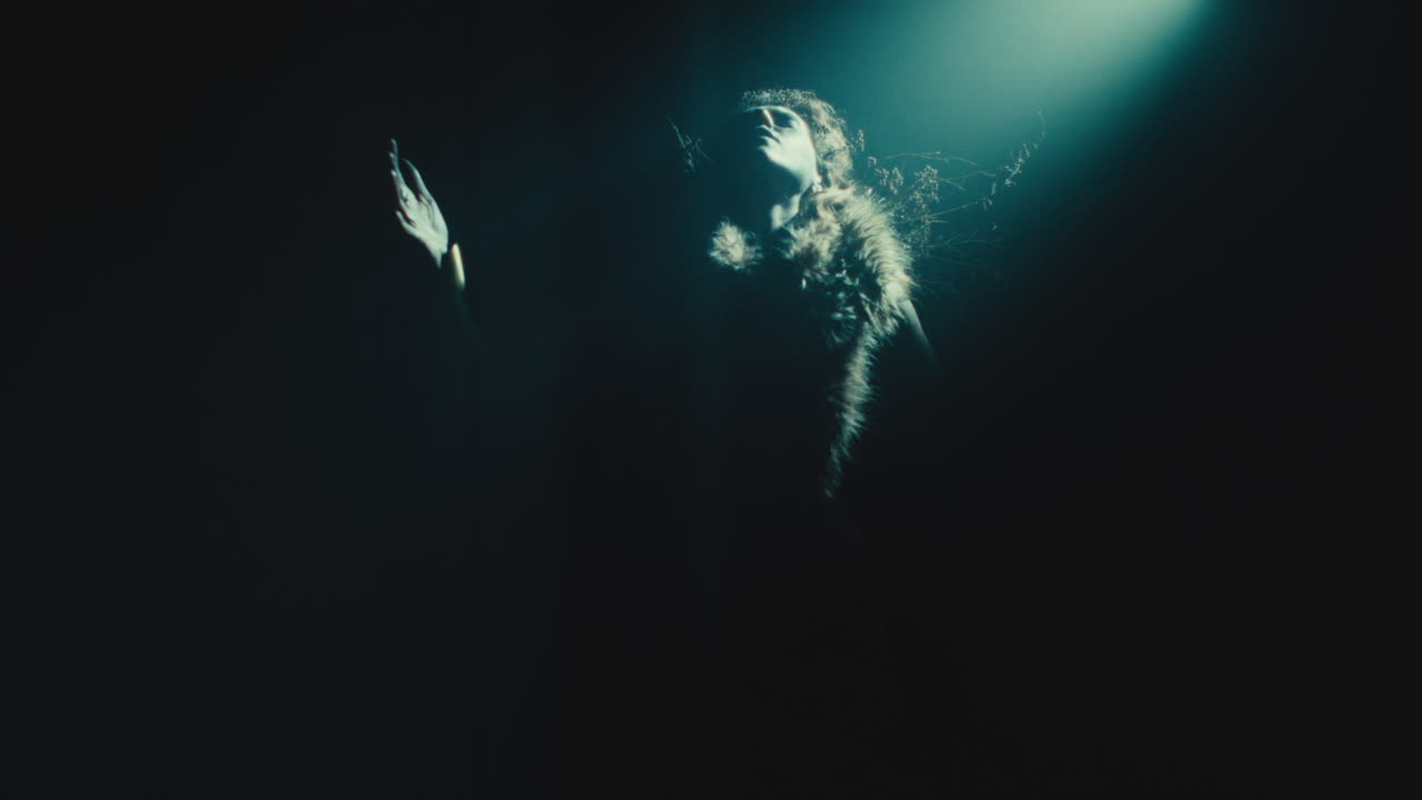 A creepy witch during the night storm