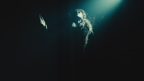 a creepy witch during the night storm