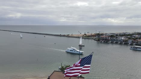 american flag at the local harbor