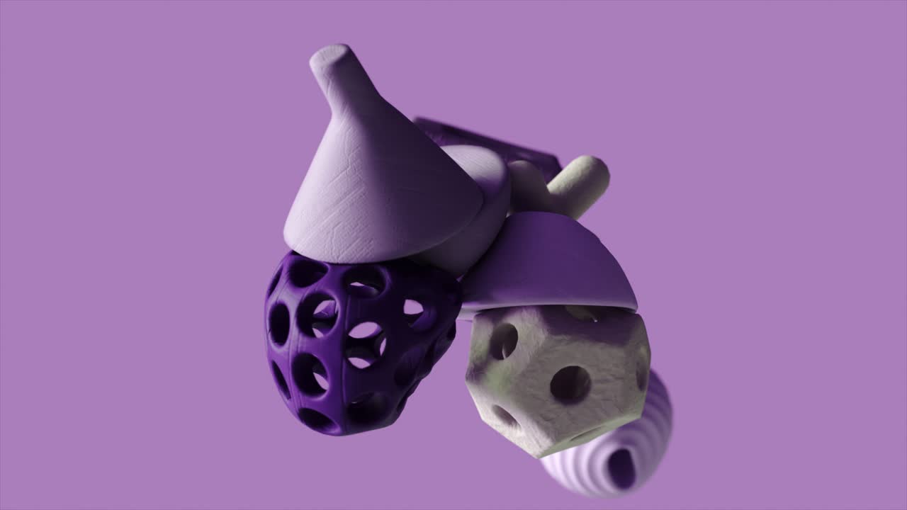 representación 3d abstracta de formas geométricas en tonos púrpura y pastel