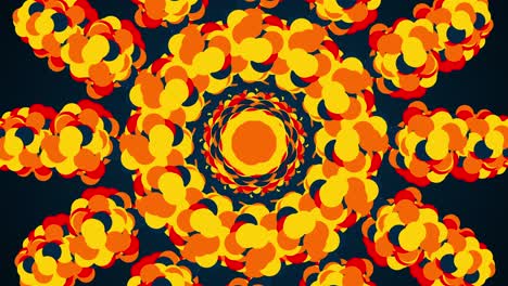 computer generated abstract background from flashing colored circles. kaleidoscope converts colorful particles into an image, 3d rendering