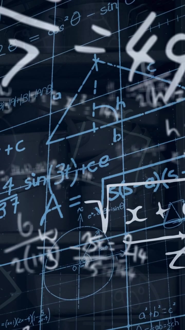 Animazione di strati di formule ed equazioni matematiche su sfondo nero