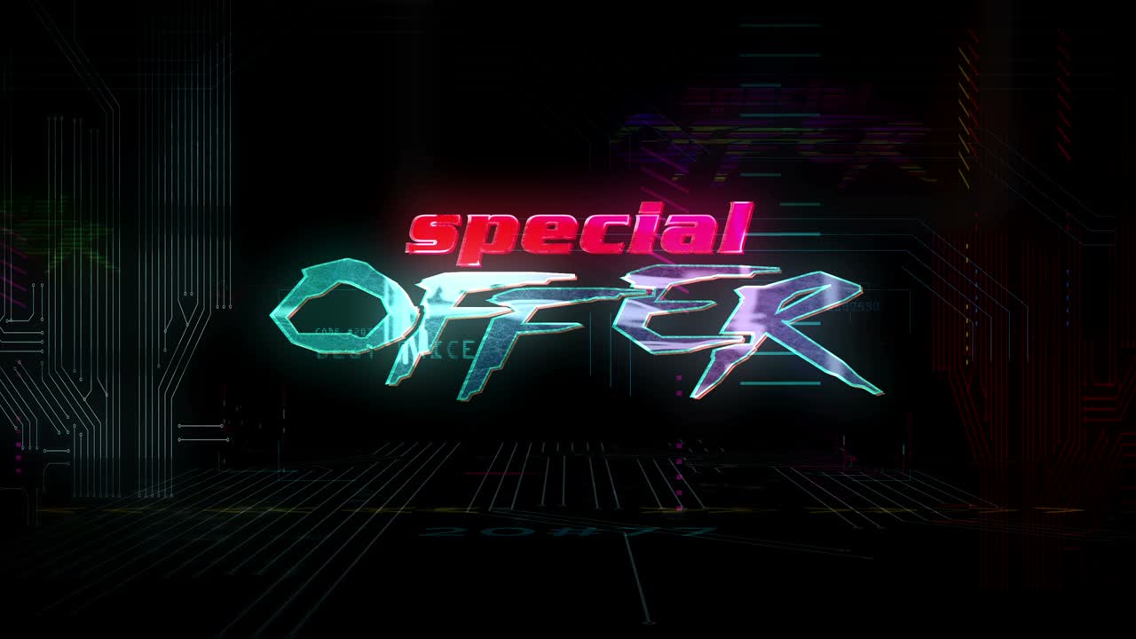 Intro i cyberpunk-stil med tema om særtilbud