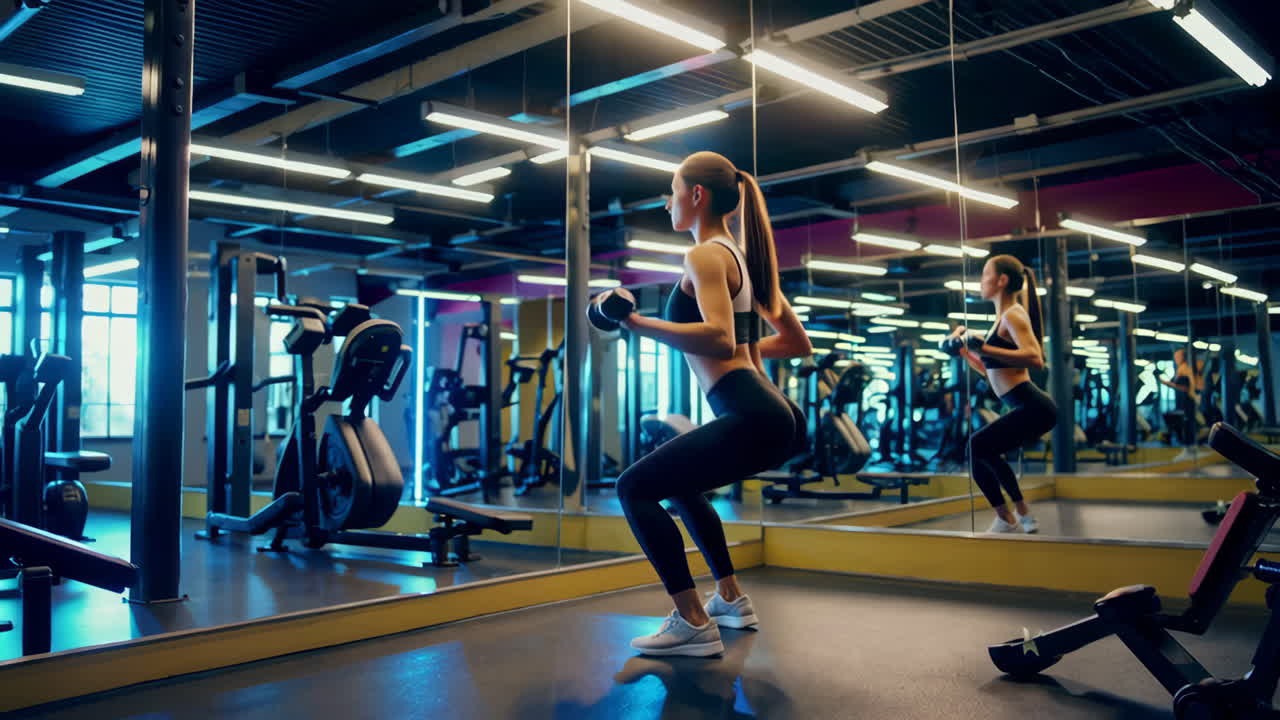 체육관 에서 운동 하는 여자