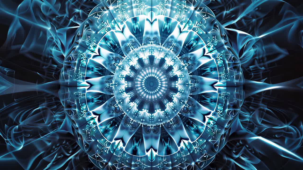 Abstract Blue Mandala with Geometric Patterns