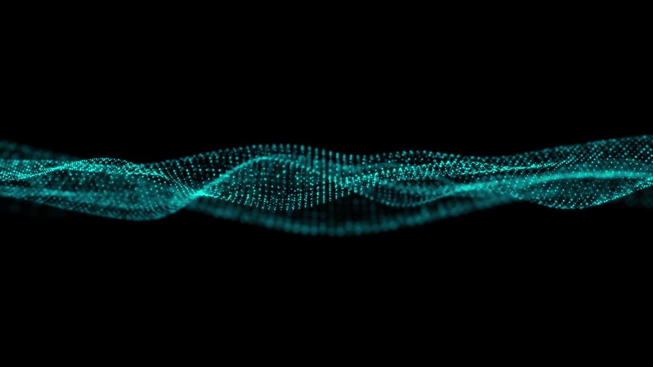 ondas de partículas 4k - 4k clip de partícula de onda azul abstracta sobre fondo oscuro, tecnología digital y concepto de innovación - fondo de patrón de ola azul abstracto - onda de partícula en movimiento abstracta en fondo oscuro - movimiento fondo abstracto color azul