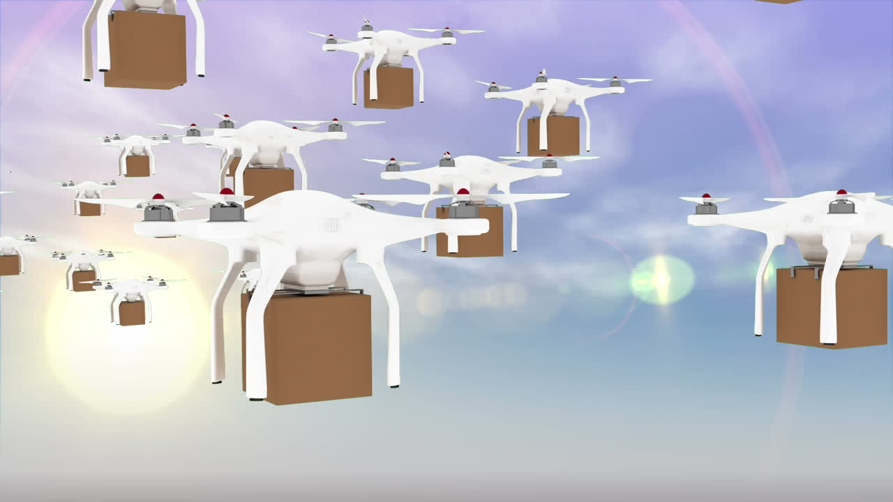 하늘에서 드론으로 미래의 배달