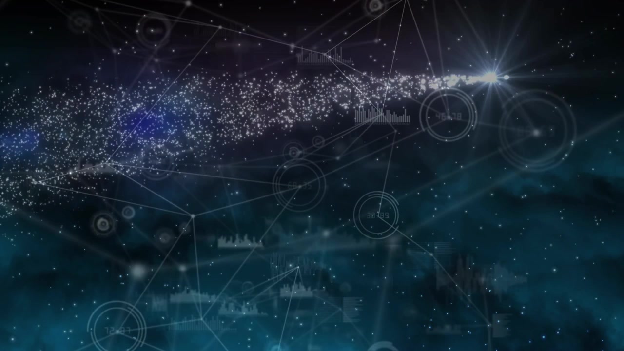 Animation of star, constellations and connections on night sky