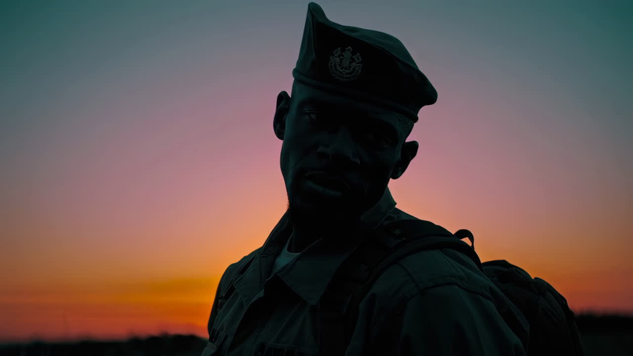 Military Silhouette at Sunset