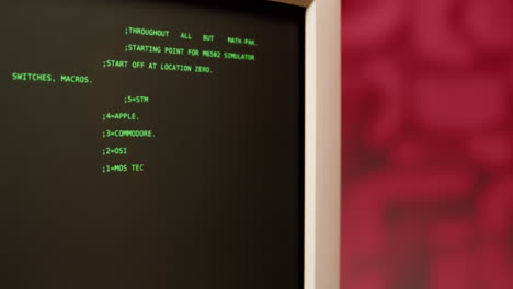 vintage computer screen showing code