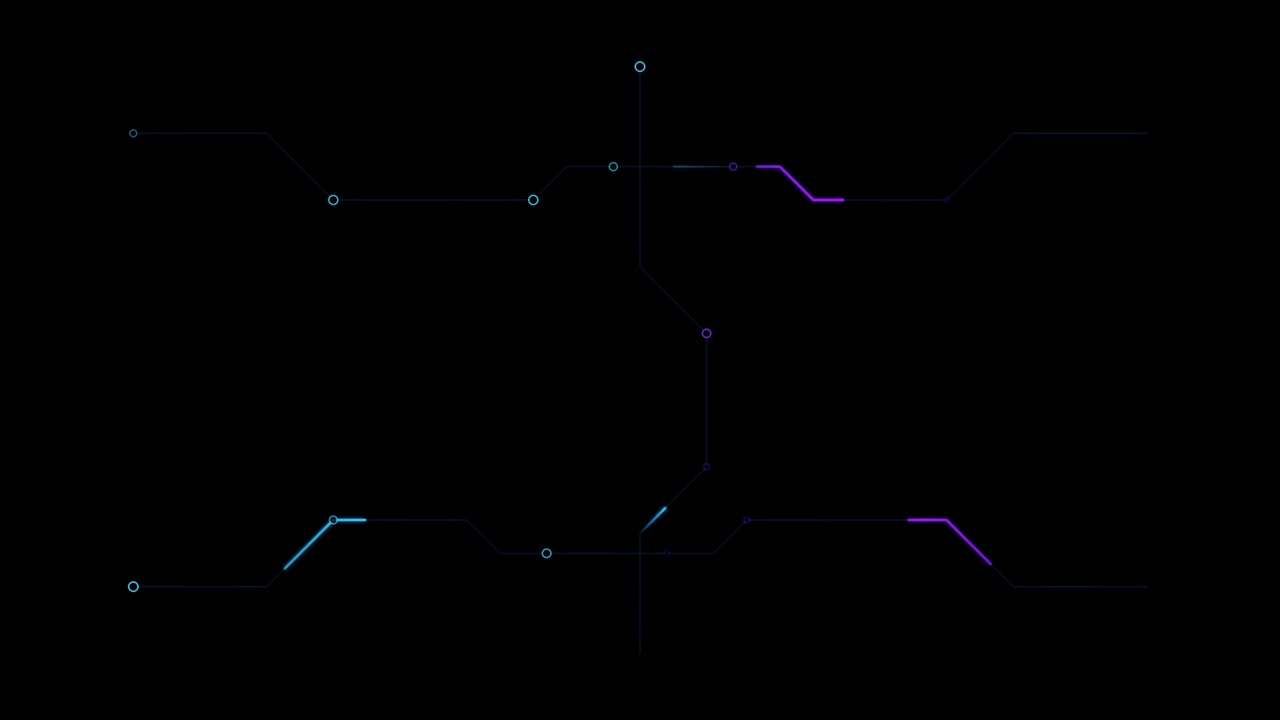 Abstract Digital Circuit Board Animation with Glowing Data Lines