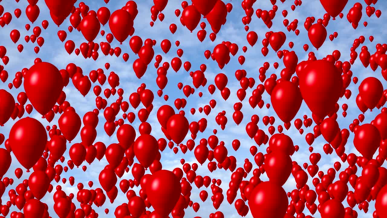 파란 하늘에서 날아다니는 빨간 풍선