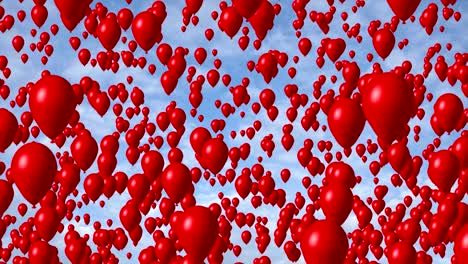 globos rojos volando en el cielo azul