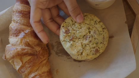 Croissant and Pistachio Cookie with Coffee/Tea