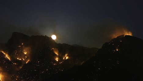 moonlight on clear sky above burning hills