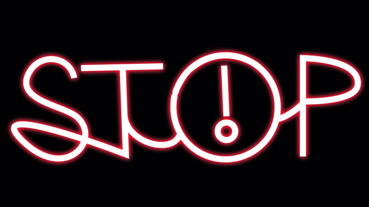 la señal de detención de neón.