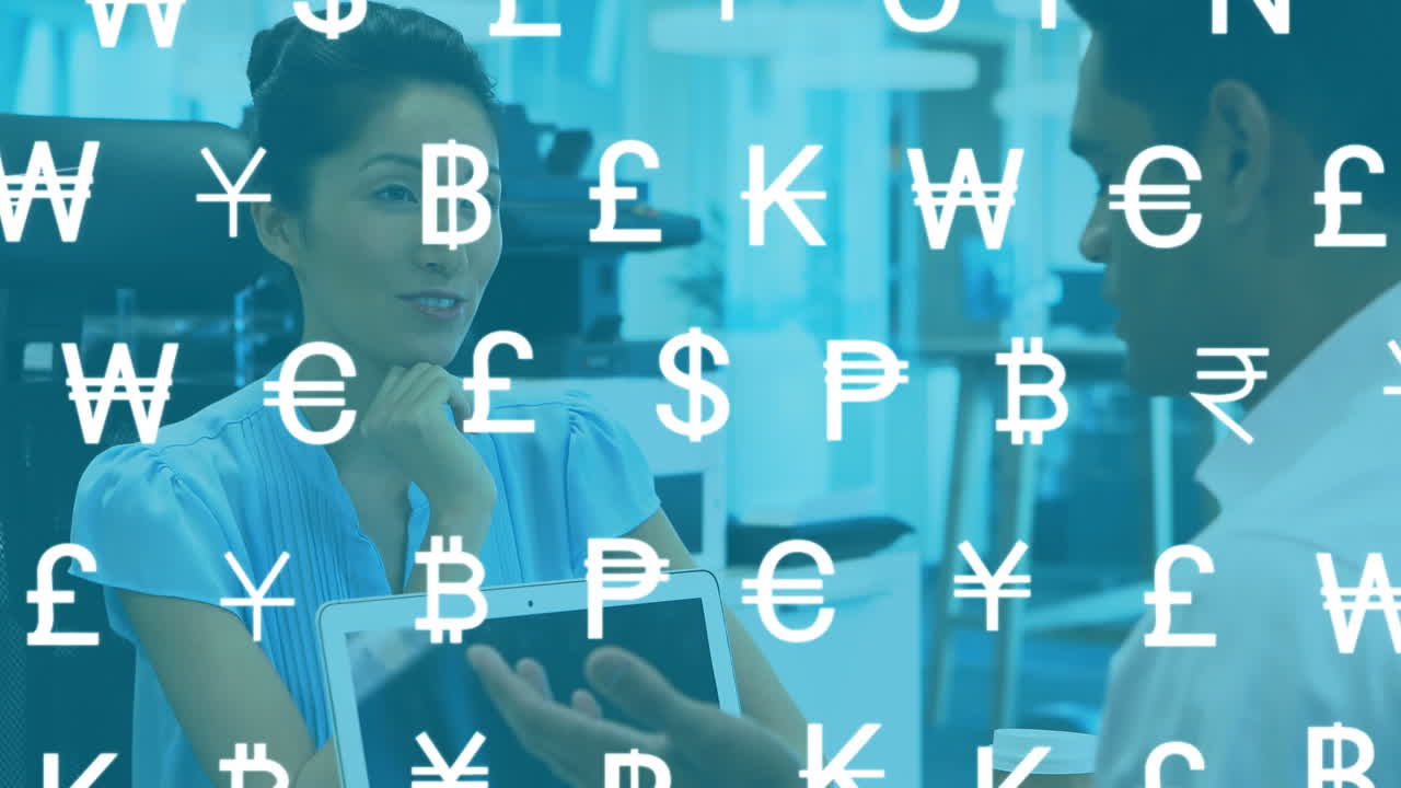 다양한 사업가들에 대한 온라인 통화 아이콘의 애니메이션