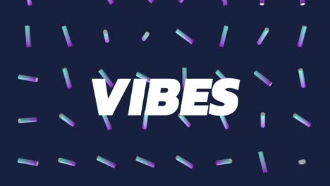 animation of vibes text over rows of shapes on blue background