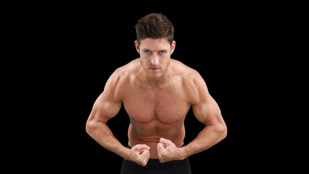 카메라를 위해 포즈를 취하는 보디빌더