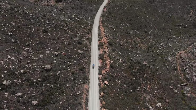 4x4 pickup truck driving on dirt roads on mountain passes in the Cederberg with some scenic views and landscape