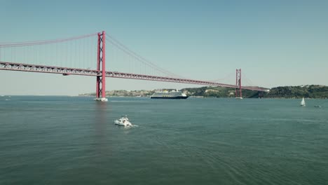 25 de abril bridge and cruise ship in lisbon