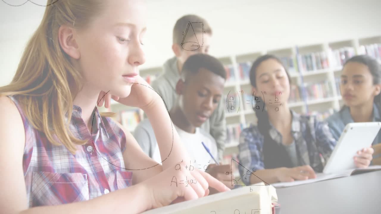 수학 수식의 애니메이션을 교실에서 학생들에게 전달합니다.