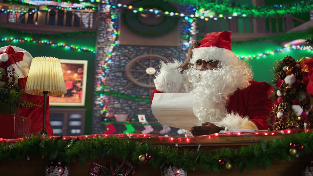 산타클로스가 크리스마스 편지를 읽는 것