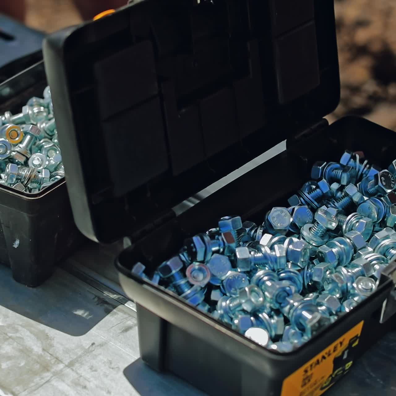 Tools on construction site table