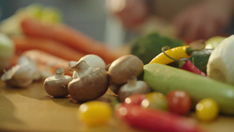 preparing fresh vegetables for cooking