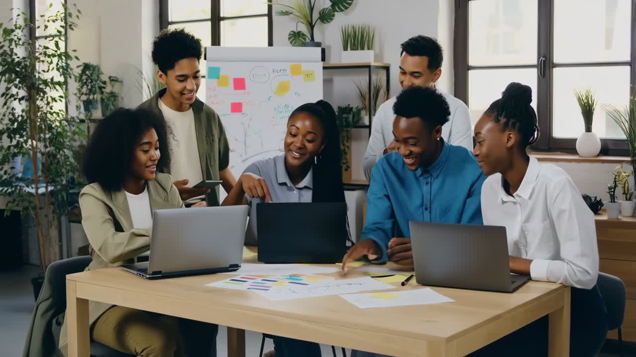Diverse Team Collaborating in a Modern Office Meeting