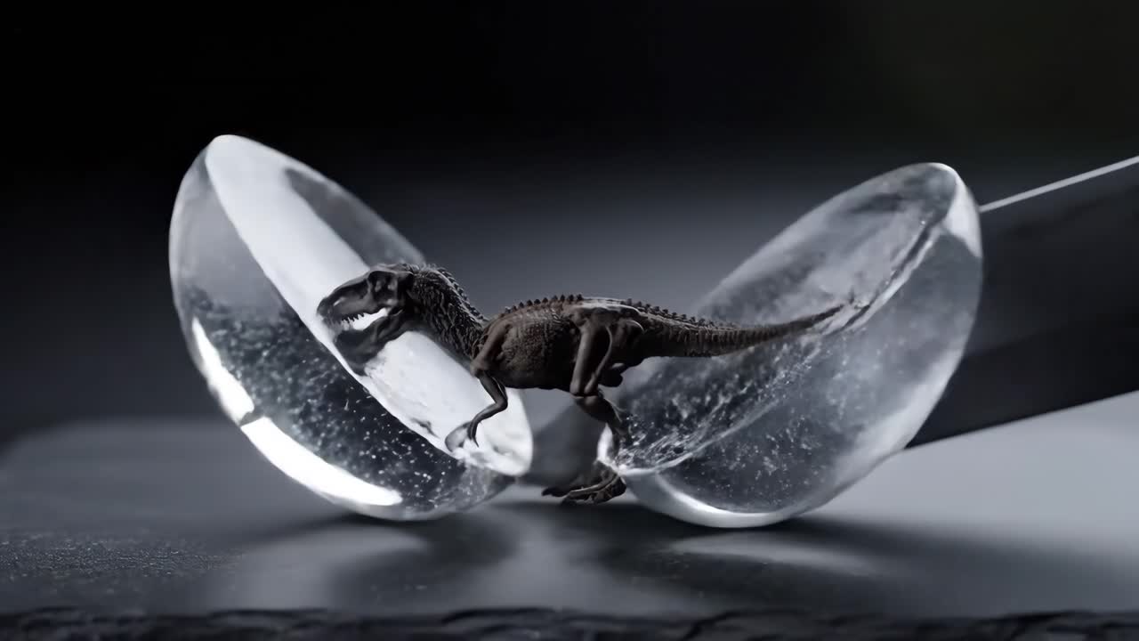 Dinosaur Hatching from Crystal Egg