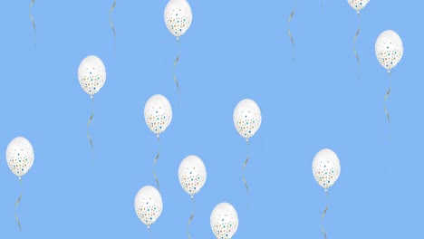 multiple balloons icons moving against blue background