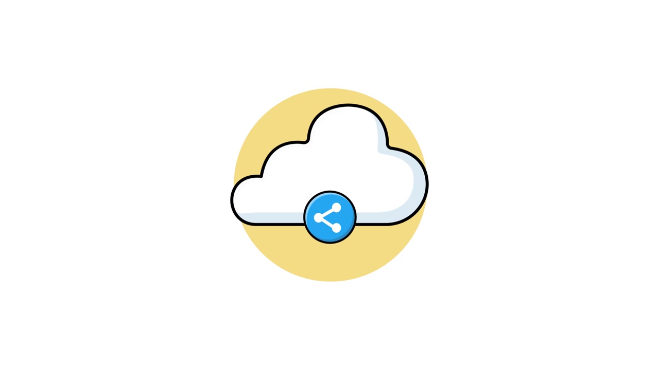 Animated Cloud Sharing Icon with Blue Symbol