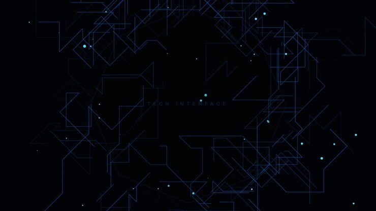 Interfaccia tecnologica digitale astratta con linee geometriche e particelle