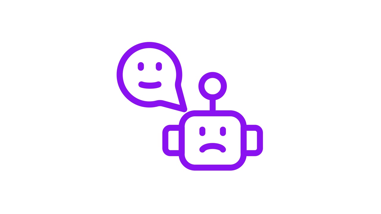 Animert robot-chatbot-ikon som viser skiftende følelser