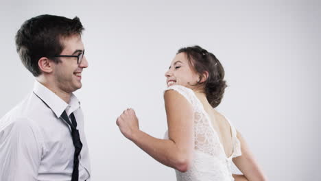 happy couple dancing at wedding